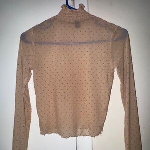 Forever 21 Tan/Cream Sheer Long-Sleeve Top - sz SMALL